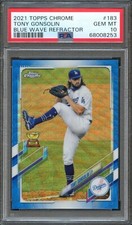 BB - 2021 Topps Chrome - Blue Wave Ref - #183 - Tony Gonsolin - PSA 10