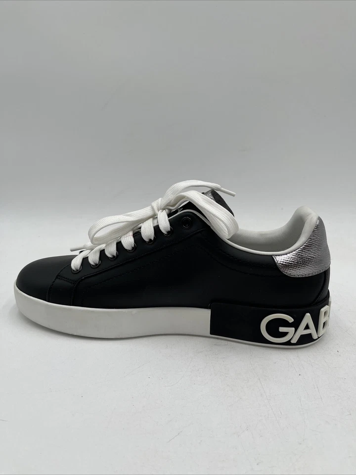 Dolce & Gabbana Portofino Zapatillas de Cuero Negro/Blanco Talla 5 Foto 4 de 4