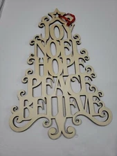 Christmas Tree - Laser Cut Wood Shape 2 ft  with words Joy Noel Hope ect.