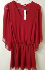 ALICE + OLIVIA  LYLA WIDE SLEEVE Blouson Dress Bordeaux Size XS (new w/ tags)