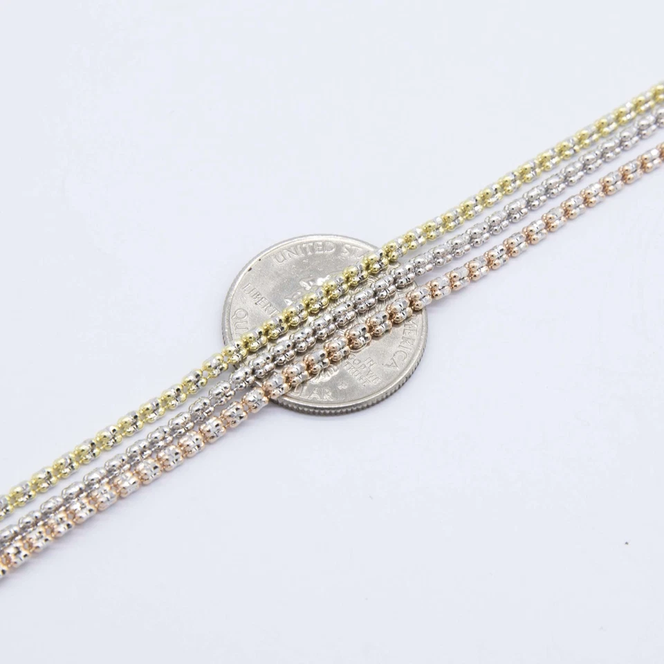2.5mm Two-Tone Diamond Cut Iced Link Chain Real 10K Gold All Sizes - Image 2 of 4