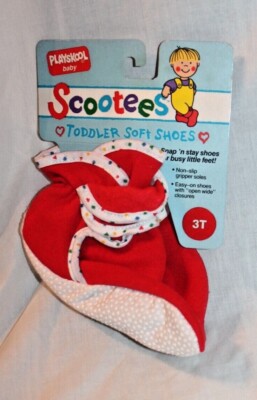 NEW IN PACKAGE 1991 VINTAGE PLAYSKOOL SCOOTEES TODDLER SOFT SHOE 3T RED 