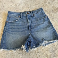 Madewell High-Rise Raw Hem Denim Shorts Medium Wash Size 27