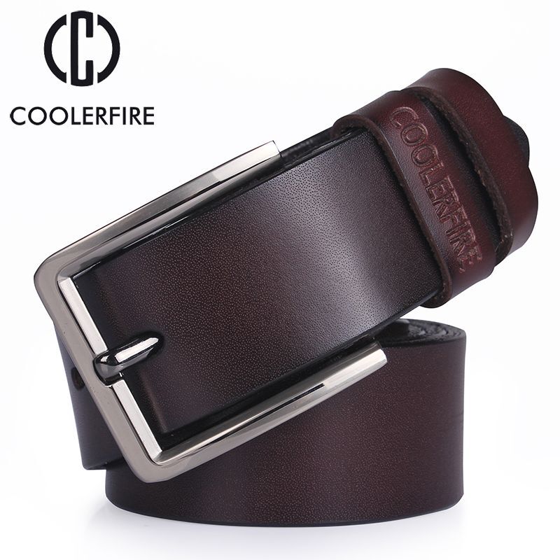 Cowhide Leather Belt - Tungsten Buckle Black Coffee Men Fashion