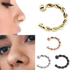 2Pcs Faux Piercing Nose Twist Shape Lip Ring Fake Nose Lip Rings Earrings S10