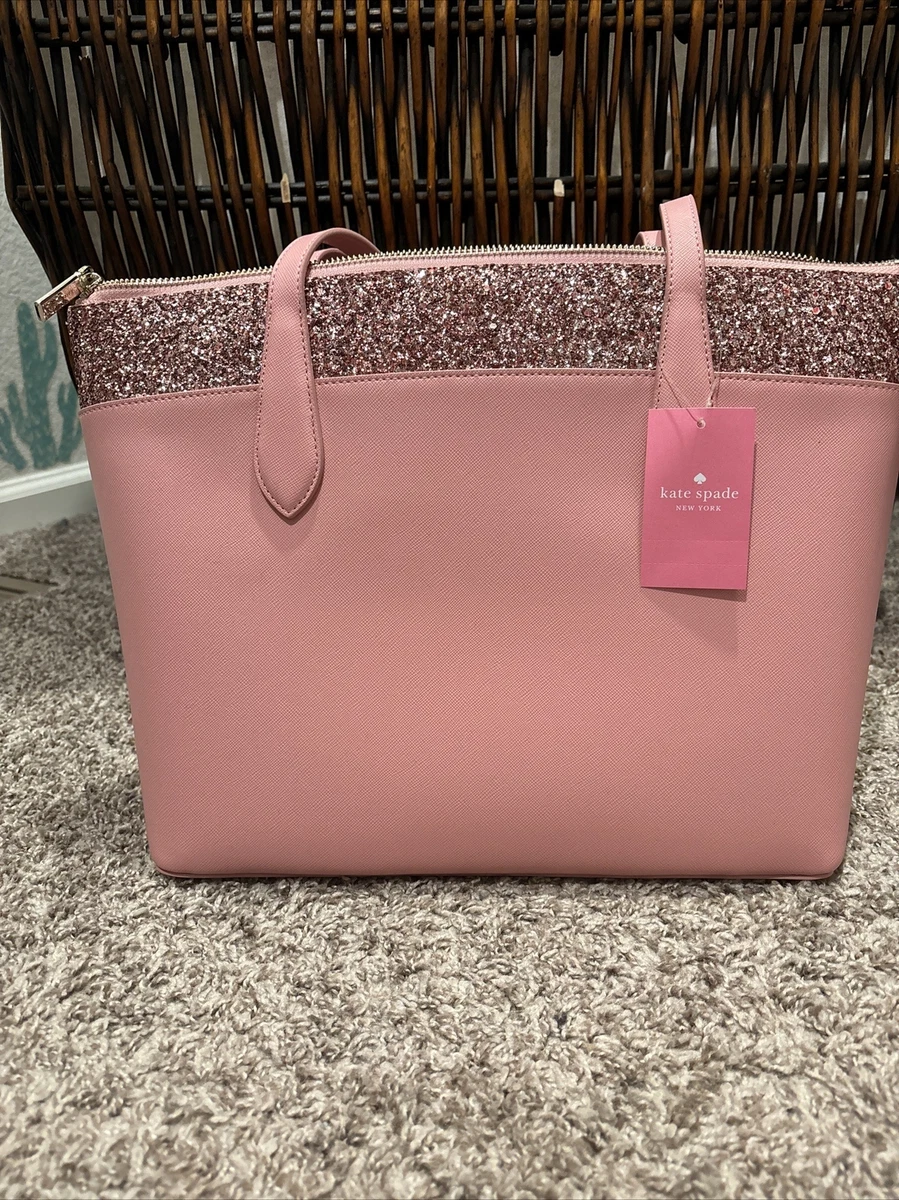 Kate spade pink purse with glitter bottom best sale