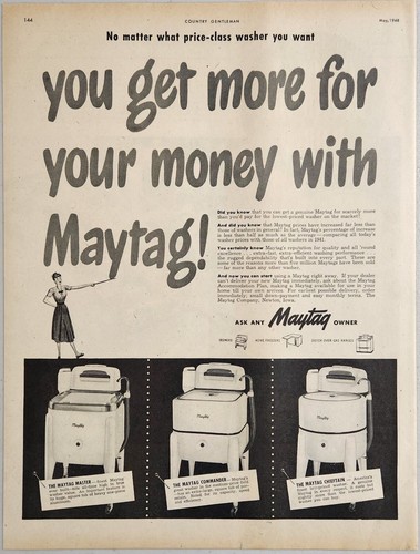 1948 Print Ad Maytag Wringer Washers 3 Models Shown Made in Newton,Iowa - Picture 1 of 1