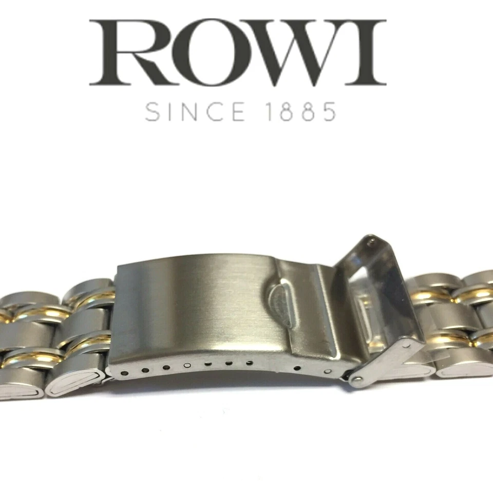 НОВЫЙ 22 мм ROWI 304210 из нержавеющей стали/желтого золота покрытием часы браслет ссылка группы - Изображение 3 из 4