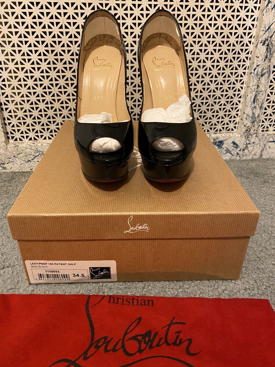 Christian Louboutin Black Lady Peeps 150mm Patent Leather Christian Louboutin Black Lady Peeps 150mm Patent Leather