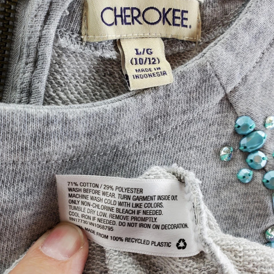 Vestido plisado gris manga corta turquesa detalles cuentas talla L (10/12) Cherokee Foto 3 de 4