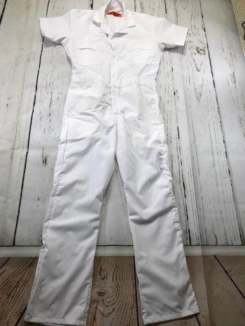 Red Kap Speedsuit White Short Sleeve  Men's Zip-Front Work Coverall Action Back - Image 4 of 4