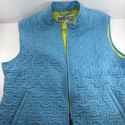 DANCING DOG DESIGN  Quilted Dog Bone Pattern Thick Vest  Zip Up Women's Large
