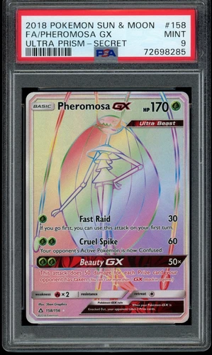 2018 Pokemon Sun Moon Ultra Prism Secret Rare FA Pheromosa GX #158 PSA 9 Low Pop