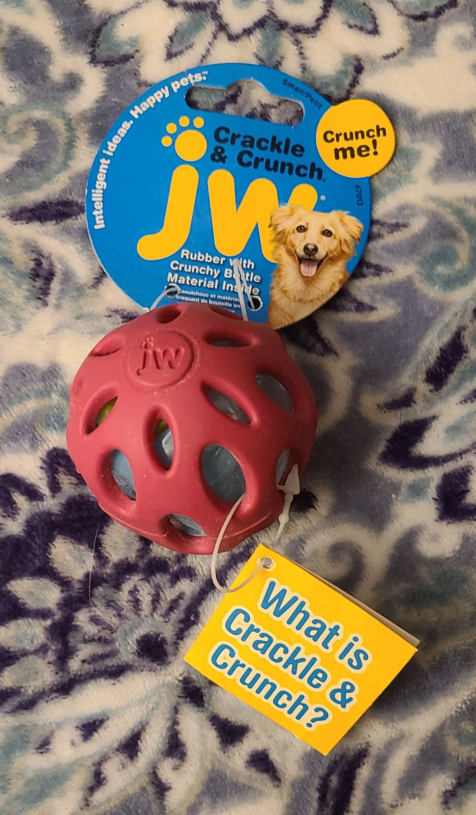 JW Pet "Crackle & Crunch Ball" Dog Toy Color Red ...Each Sol