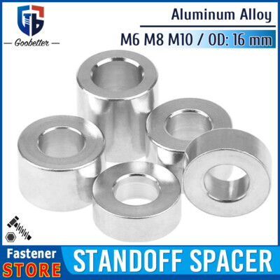 M6 M8 M10 Aluminium Stand Off Collar Bush OD 16mm Round Spacer Bushing Bonnet