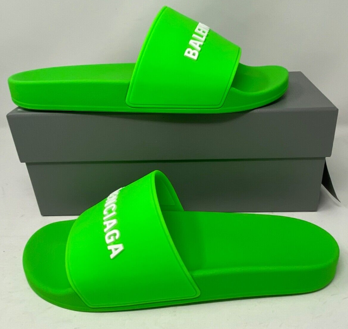 $325 Mens Balenciaga Logo Pool Slides Sandals Slippers $325 Mens Balenciaga Logo Pool Slides Sandals Slippers