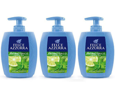 PAGLIERI Felce Azzurra Minze & Limette Flüssigseife 3x 300 ml Spender