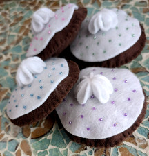 4 pc Felt Food Princess Chocolate Dreamy Donuts Fun  Very Soft