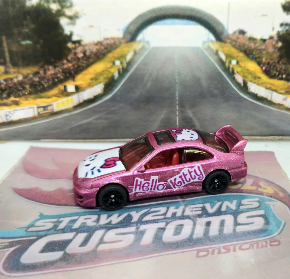 Hot Wheels Honda Civic ***Custom Hello Kitty W Spectraflame And Real Riders*** - Image 2 of 3