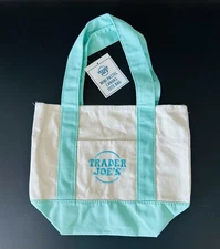 Trader Joe’s Mini Green Pastel Canvas Tote Bag Limited - New with Tag