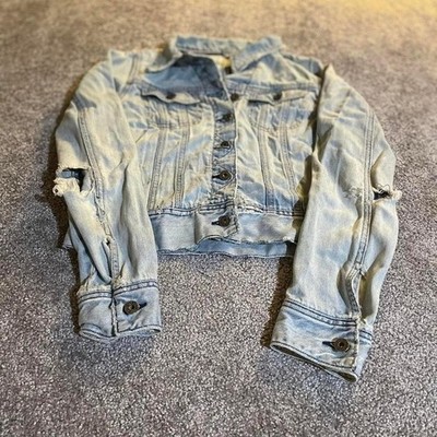 Old Navy Special Edition Cropped Jean  Jacket Women  Medium Y2K Grunge Distresse