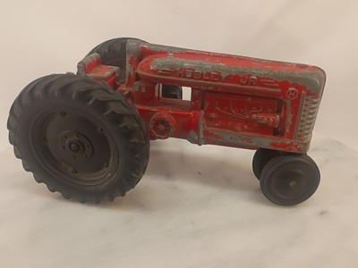 Vintage Red Hubley Jr Diecast Metal Kiddie Toy Made in USA Farm Tractor