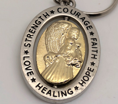 Strength Love Healing Hope Faith Courage Angel Spinner Keychain