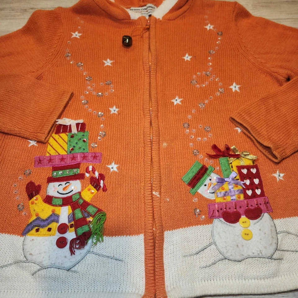 Suéter de Navidad Vintage Reliquia Coleccionables Cremallera Completa Damas Naranja Talla... Foto 2 de 4
