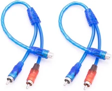 2Pcs RCA Y Splitter Adapter Cable 1 Female to 2 Male Car Audio Speaker Connector