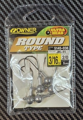 Owner JH-11 Ultrahead Round 2/0 Jig Hook 3/16-Ounce 5 Pack  #5145-038