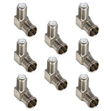 8x F Type Male to Female Right Angle Push On Adapter Coaxial Cable TV Connector