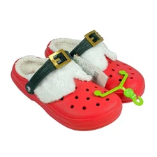 Crocs Classic Lined Santa Clogs Unisex Adult Sizes Red Black Gold