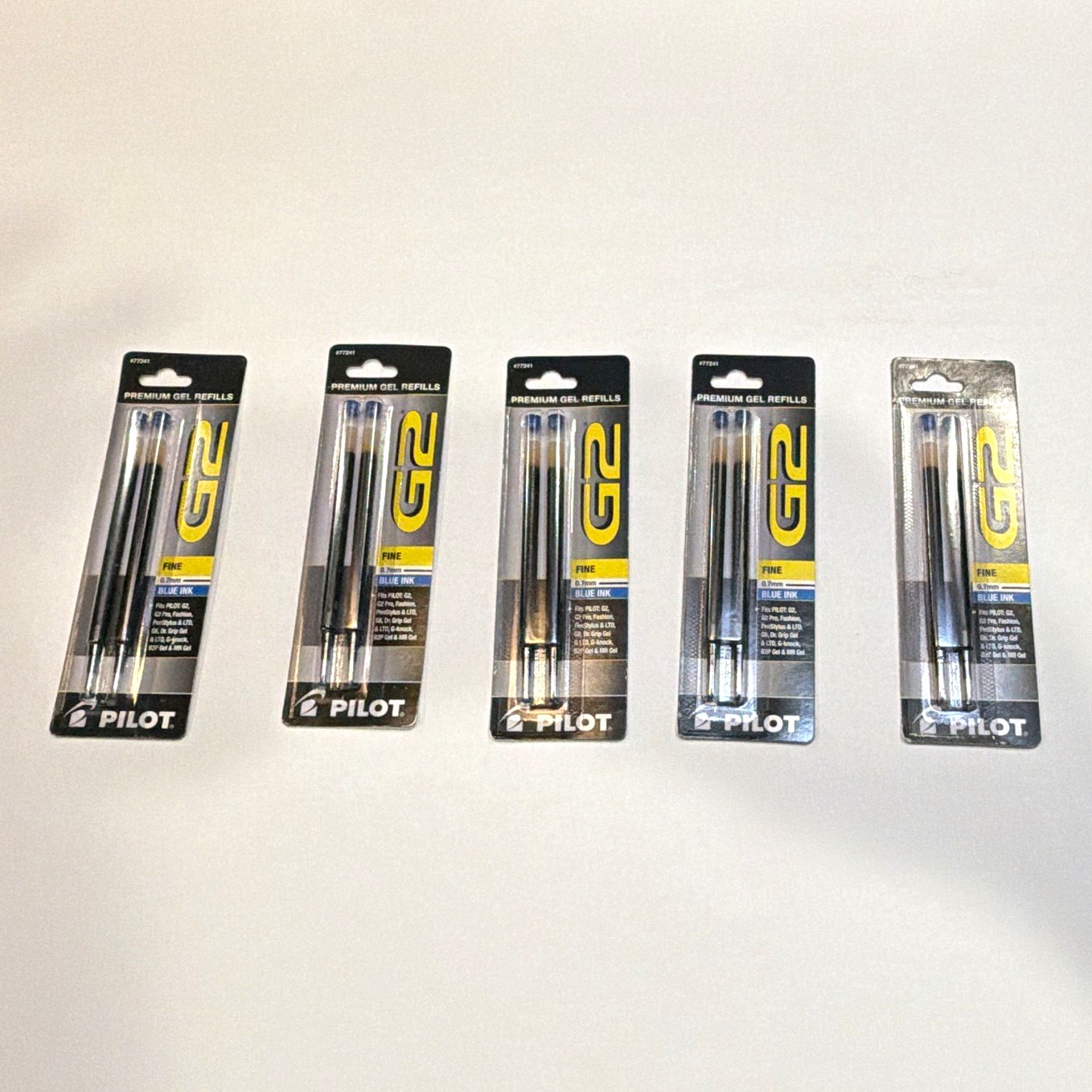 Pilot G2 Premium Gel Ink Refills Fine 0.7mm Blue 2-Pack Lot of 5 (77241)