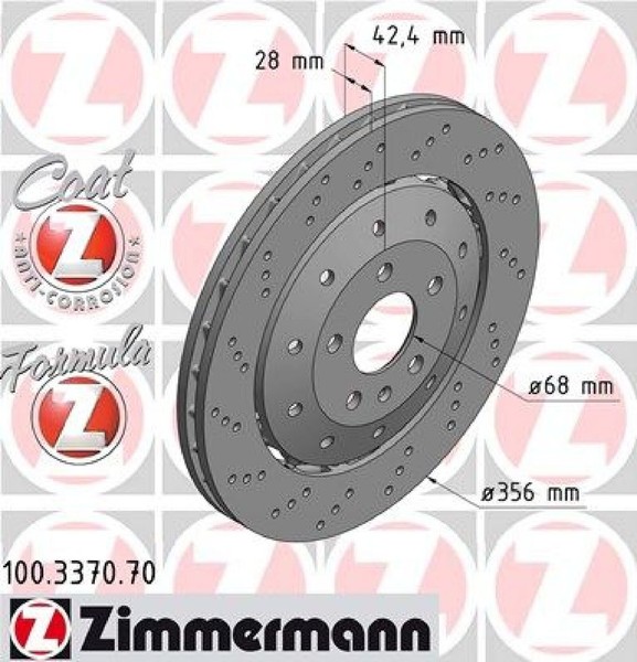 2X Bremsscheibe Zimmermann 100.3370.70 2 Bremsscheiben Hinterachse Hinten-image