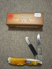 Rough Ryder Lockback Trapper Folding Knife 440 Steel Blades Smooth Handle RR1070