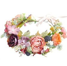 Flower Crown Wedding Headband Floral Headpiece Halo Circlet Orange