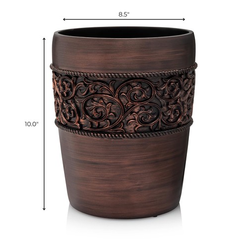 Small Trash Can – Decorative Bronze Wastebasket Ideal for Bathroom, Bedroom o... - Picture 5 of 5