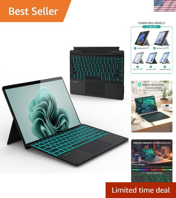 #ad Matte Black Surface Pro Keyboard Bluetooth Foldable 78 Key with Backlighting $89.99