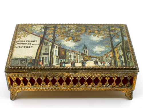 Vintage Dell Sankyo Music Box Gold Tone Filigree Jewelry "The Last Waltz" Japan