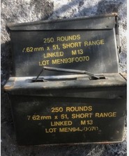 Coppia Cassette militari portamunizioni box metallo Orig. Esercito Come Da Foto