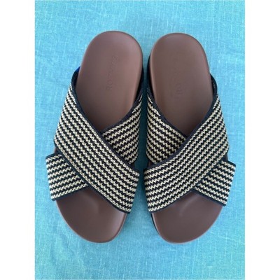 Rothy's The Weekend Slide Sandals Toffee Stripe size 7
