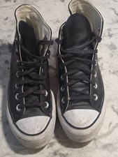 Converse Chuck Taylor All Star Lift Platform Leather High Top Black WM Size 6.5