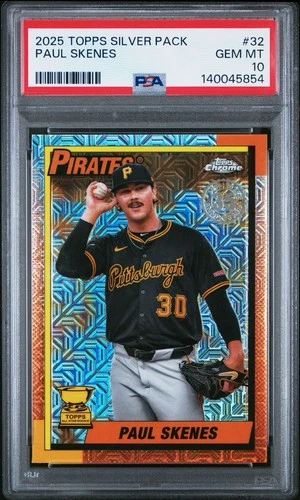 2025 Topps Series 1 - 1990 Topps Chrome Silver Pack Paul Skenes #T90C-32 PSA 10