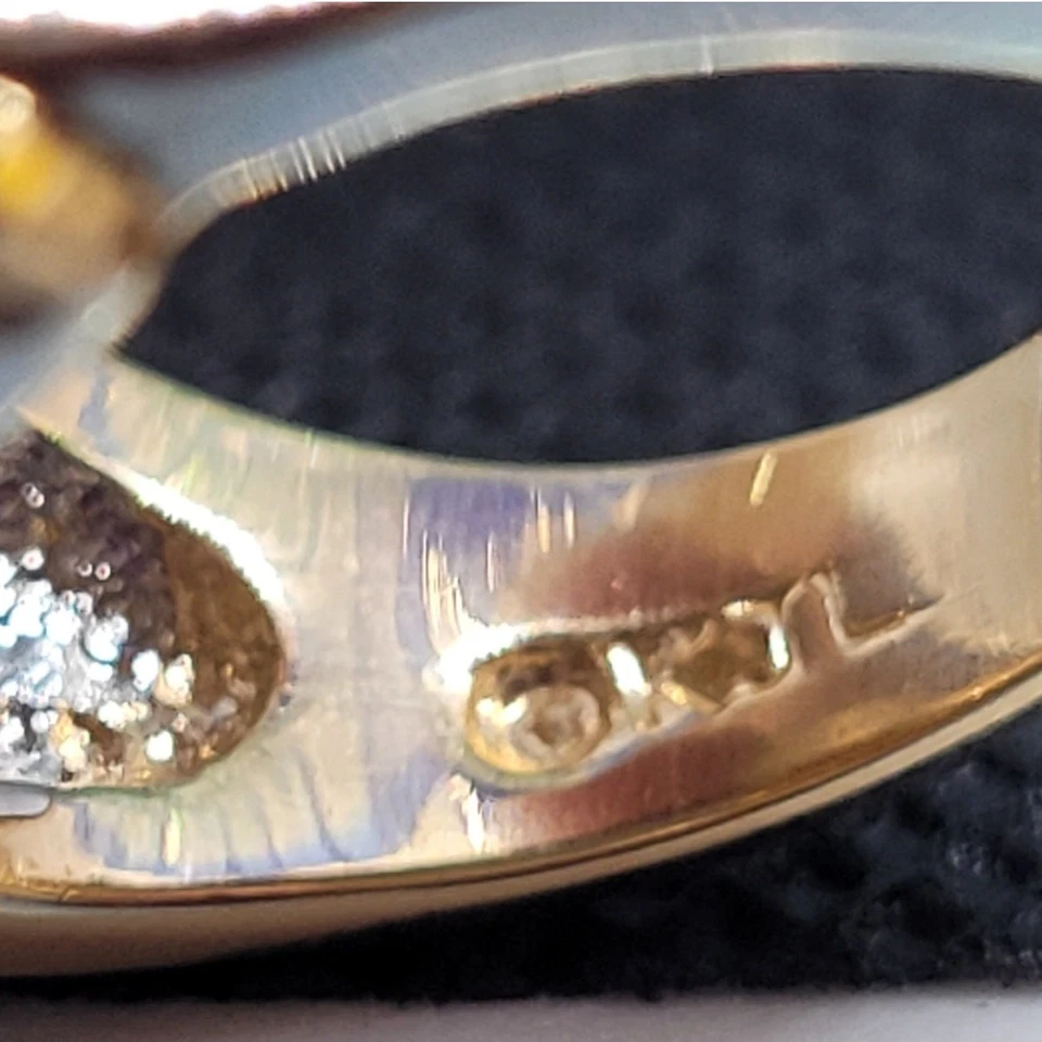 Vintage KJL Kenneth Jay Lane 80s Orange Citrine Faux Diamond Cocktail Ring - Image 3 of 4