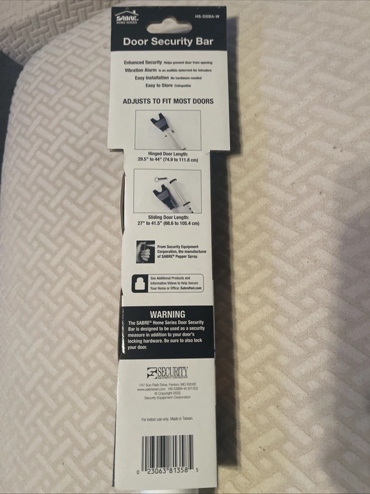 Barra de Seguridad para Puerta SABRE con Alarma de Vibración 115dB Ajustable Seguridad en el Hogar NUEVO Foto 3 de 4
