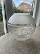 Ornate Frosted Pattern Antique Globe Glass Oil Lamp