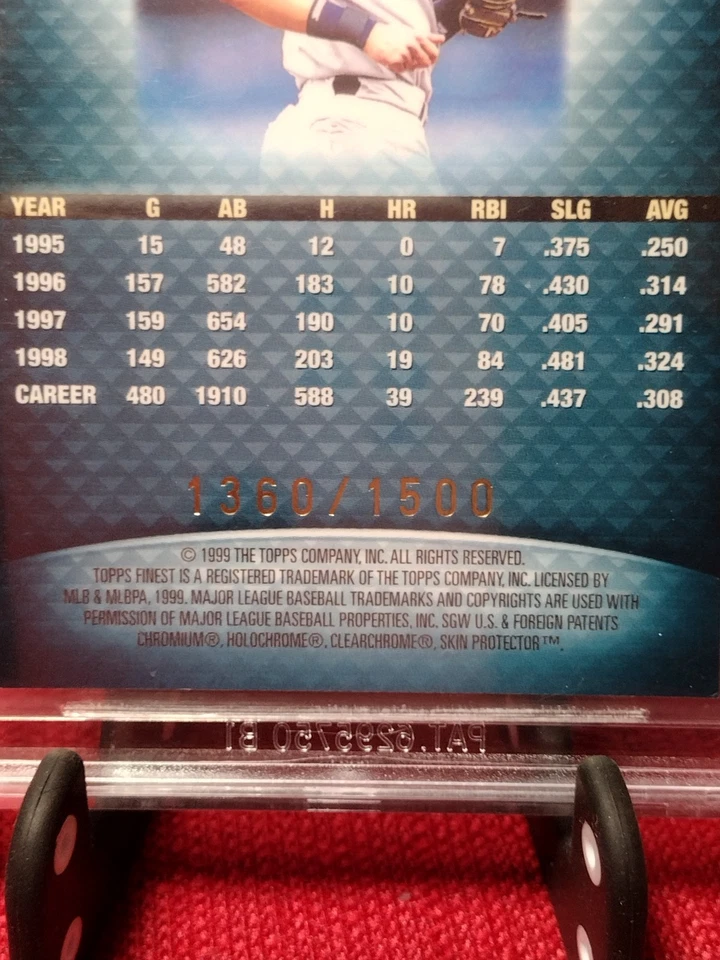 Derek Jeter 1999 Topps Finest Blue /1500 Beckett 9.5 Yankees HOF - Image 3 of 3