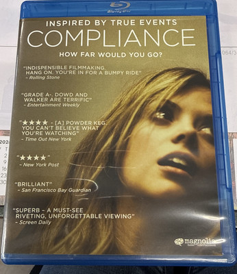 Compliance Blu-Ray DVD Movie  Disturbing & Haunting with behind the scene footag