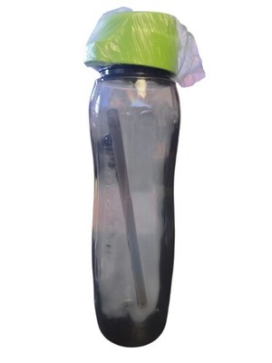 Tupperware ECO Medium Sport Water Bottle 24oz / 750ml Black with Green top New