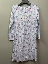 Aria Nightgown Womens Small Floral Cardinal Bird Print Lace Trim Sleepwear